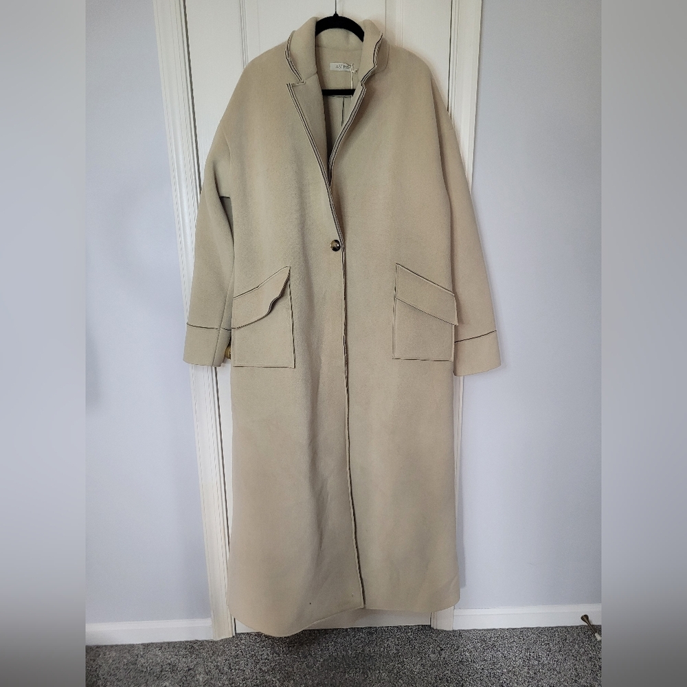ASTRID Elegant Cream LONG Trench Coat NEW WITH TAG
